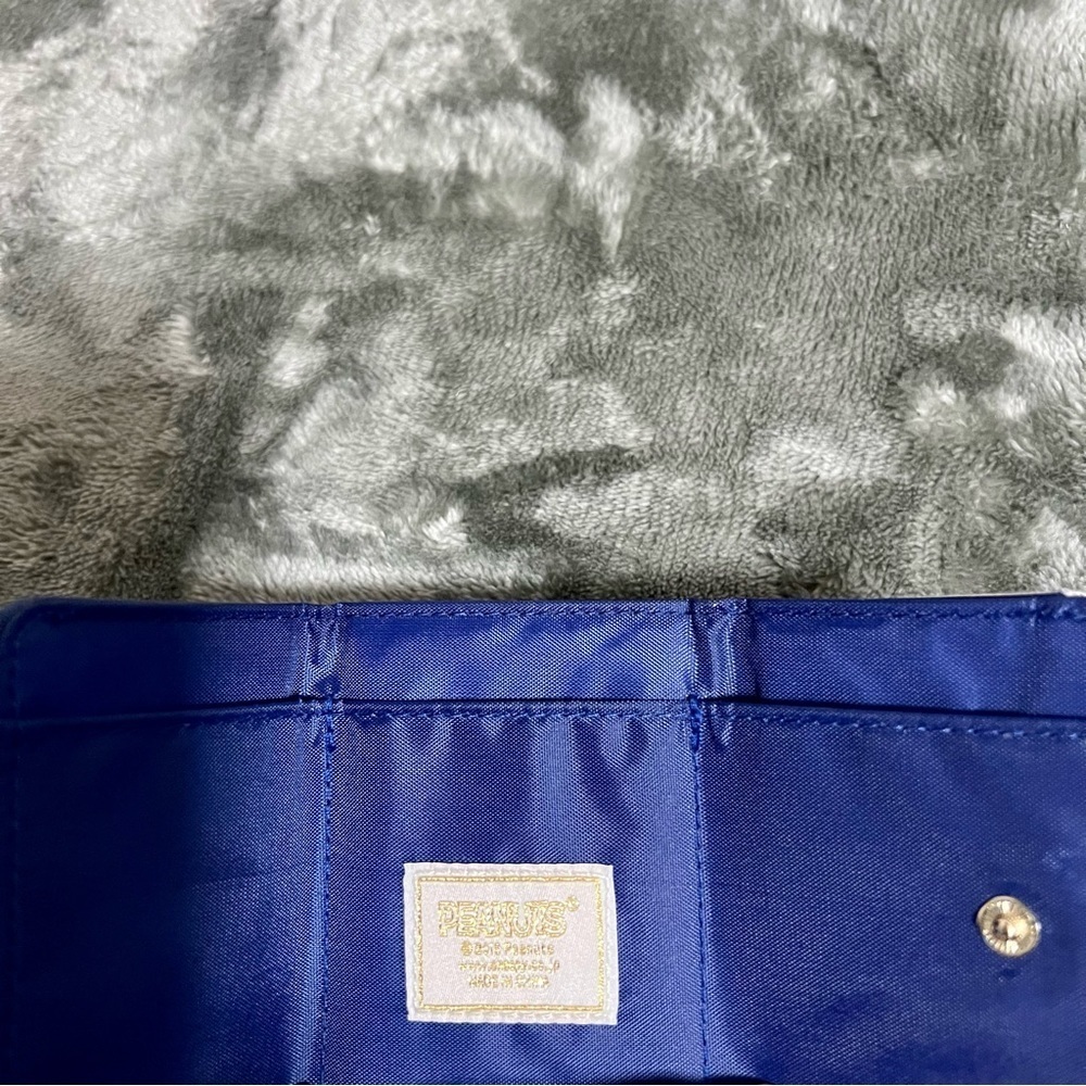 Peanuts Trifold Rare Mini Blue/White Leather Kiss lock Wallet - Picture 7 of 12